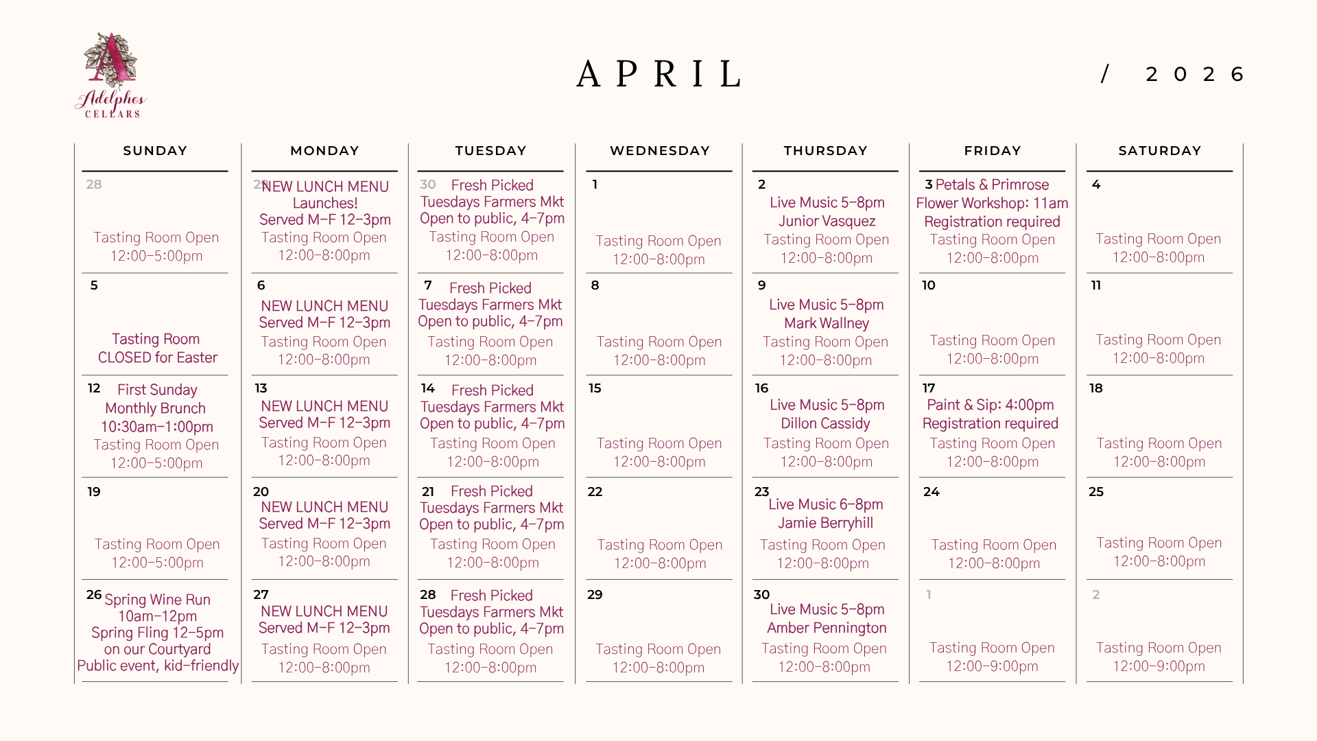 April 2026 calendar